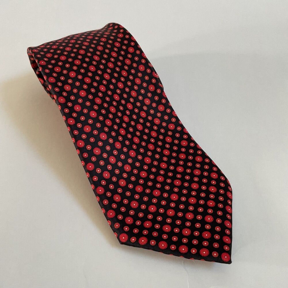 Stefano Ricci 7-Fold Silk Tie Red Black Medallion Circle Made In Italy Luxury